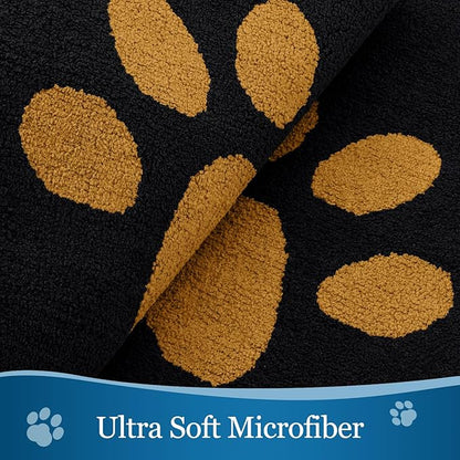 Buganda Dog Door Mat for Muddy Paws, Absorbent Dirt Trapper Washable Indoor Doormats, Non Slip Low-Profile Mud Mat for Dogs, Front Entrance Doormat for Inside Floor (30x20 Inches, Black and Yellow)