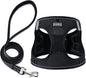BOOMIBOO Dog Harness with Leash Set, No Pull Adjustable Reflective Step-in Puppy Pet Vest Harnesses for Small Medium Large Dogs and Cats,Black L