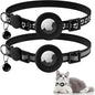Vanjua 2 Pack Airtag Cat Collar Breakaway with Bell, Reflective Kitten Collar with Air Tag Cat Collar Holder Case for Girl Boy Cats, Pet Supplies Accessories (Black A+Black B)