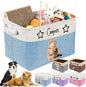 Personalized Dog Cat Toy Storage Basket with Photo & Name, Custom Collapsible Pet Organizer Bin with Handles for Toys, Clothes, Blankets & Pet Supplies