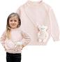 Simplee kids Baby Girl Knit Sweater with Bear in The Pocket Toddler Pullover Sweater Cute Fall Winter Clothes