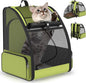 Cat Backpack Carrier for Travel Hiking: Expandable Foldable Breathable Mesh Soft Sided Ergonomic Design Small Dog Puppy Kitty up to 15lbs Camping Outdoor Green