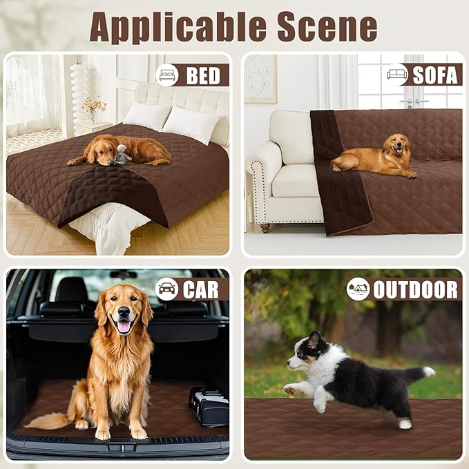 Smiry Waterproof Dog Bed Cover Blanket 30x70, Soft Reversible Pet Blanket, Washable Leakproof Cats Dogs Couch Cover for Sofa, Couch, Furniture, Brown/Chocolate