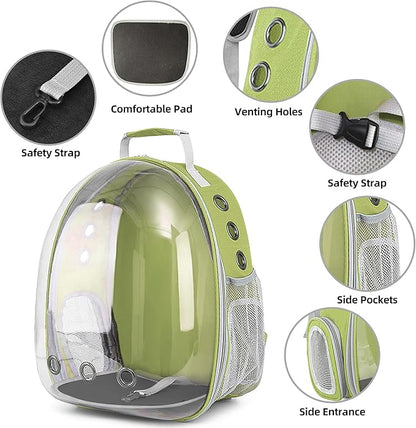 Pet Backpack Carrier,Bubble Backpack Cat Carrier,Pets and Small Dogs,Space Capsule Pet Carrier for Traveling, Walking, Hiking and Outdoor Activities (Mint Green)