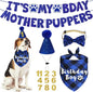 Dog Birthday Party Supplies, Multi Sizes Dog Birthday Hat with Numbers Bandana Bow Tie It’s My Bday Mother Puppers Sign Banner for Medium Large Dogs Pets (Large, Blue)