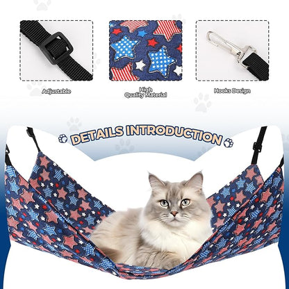Cat Hammock for Cage Hanging Reversible 2Pack,Pet Hammock Bed Adjustable,Soft Sleeping Hammock for Cats,Ferret,Puppy,Rabbits,Small Animals (M, Stars)