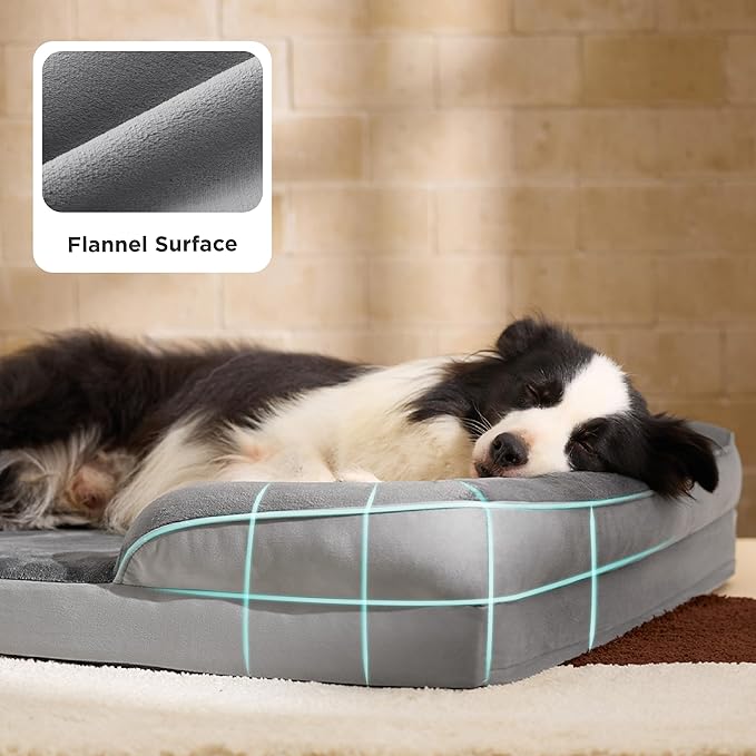 Bedsure XL Orthopedic Dog Bed for Extra Large Dogs - Washable XLarge Dog Cat Bed Waterproof, Comfort Dogs Couch Sofa with Washable Removable Cover, Pet Bed with Nonskid Bottom, Light Grey, 42"