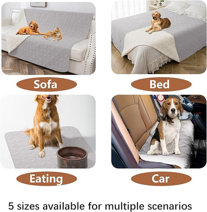 Waterproof Dog Blanket, 40x50 inches Pet Couch Covers for Sofa, Bed Furniture Protector from Dogs Washable and Reversible-Lightgrey+Cream