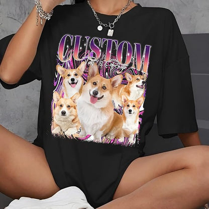 NAZENTI Custom Bootleg Rap Tee, Custom T-Shirts with Picture, Retro Custom Bootleg, Valentine's Gifts for Him Her