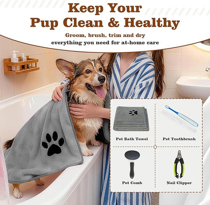 Puppy Supplies Starter Kit – Puppy Essentials and Dog Stuff Set for Small Dogs, Includes Bowls, Toys, Toothbrush, Treat Pouch and More, Welcome Home Gifts for Your New Puppies - Black