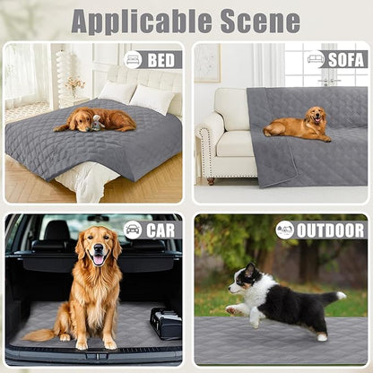 Smiry Waterproof Dog Bed Cover Blanket 68x82, Soft Reversible Pet Blanket, Washable Leakproof Cats Dogs Couch Cover for Sofa, Couch, Furniture, Grey/Grey