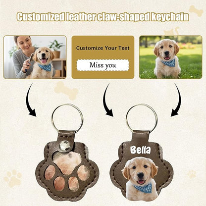 Personalized Dog Hair Keychain Pet Fur Keepsake Pet Memorial Cute Storage Keychains Cat Paw Shaped Key Chain to Store Fur