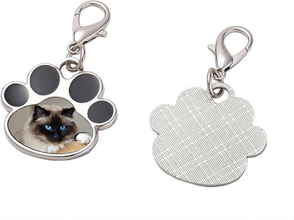 Custom Pet Photo Keychain Personalized Photo Pawprint Dog Tag Keychain Engraved Keyring Animal Pet Lover