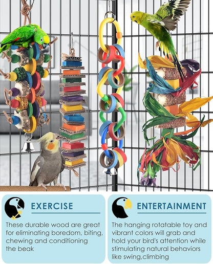 Bissap 4 PCS Bird Chew Toys, Multicolored Bagel Cascade Bird Parrot Toy Biting Paper Cardboard Olympic Rings Conures Toys for Amazon Cockatiels Cockatoos Macaws and Similar Sized Pet Birds