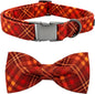Fall Dog Collar, Pet Collar Bow Plaid Pet Collar Girl Boy Holiday Pet Collars Gift Bow Dog Collar Cute Soft Puppy Collar for Large Dogs