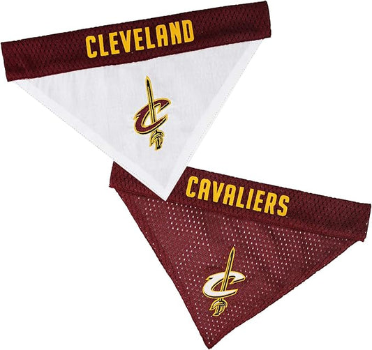 NBA Dog Bandana - Cleveland Cavaliers Reversible Pet Bandana. 2 Sided Home & Away Sports Bandana with a PREMIUM Embroidery TEAM Logo, Large/X-Large