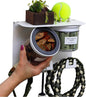 Dog Treat Holder For Wall Storage For Pets, Premium Pet Wall Organizer, Includes Two 16oz Airtight Dog Treat Jars, 3 Sets of Triple Hooks, Sturdy Shelf in Designer White