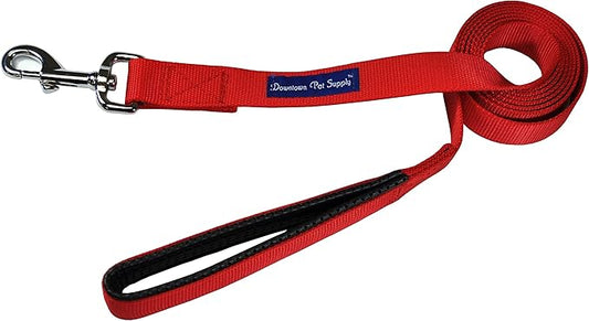 Strong Durable Dog Leash Lead - Red 6' Foot (L) x 1/2" Inch (W), by Downtown Pet Supply