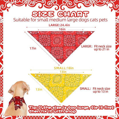 PAWCHIE Dog Bandanas Small Reversible Styles Pet Triangle Scarf Bibs - Adjustable with Two Snaps - Kerchief Set Accessories for Dogs, Puppy, Cats Red