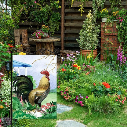 Chicken on the Grass Garden Flag,Farm Life Flag,Welcome Garden Yard Flag,Summer Garden Flag,Life Is Better With Chickens Garden Flag.12x18 Inch