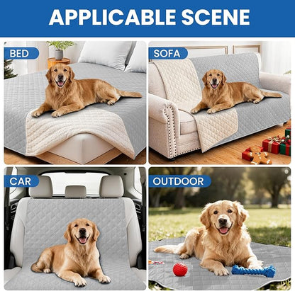 Waterproof Dog Bed Cover, Non-Slip Dog Blanket for Couch, Couch Covers for Dogs Washable, Pet Blanket for Furniture, Pet Bed Mat for Sofa, Car, Pet Supplies (82x102 Inch, Light Grey)