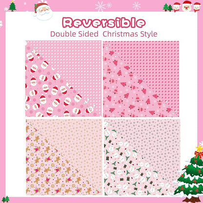 PAWCHIE Christmas Dog Bandanas 4 Pack,Reversible Dog Party Triangle Scarf Bibs,Pet Holiday Costume with Adjustable Snaps,Multiple Christmas-Themed Patterns for Medium Dogs Puppy,Cats Pets,Pink L