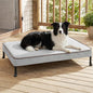 Veehoo Elevated Dog Bed with Waterproof Cushion Mat, Cooling Raised Dog Beds with Padded Top, Washable Outdoor Dog Bed, Orthopedic Pet Cot for Indoor & Outdoor, Medium Dog Bed 35.5" x 25", Dark Grey