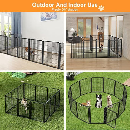 Dog Fence Outdoor Pens Outside,Portable Dog Play Pen 40" H 8 Panels Pet Playpen Exercise Pens for Puppys Small Medium Large Dogs RV Camping Yard Garden Indoor Wide Gate