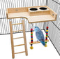 kathson Bird Perches Platform with Climbing Ladder and Swing,Parrot Cage Playground Toys with Food Cups,Parakeet Playing Gyms Wooden Exercise Training Stands for Budgie,Lovebird,Cockatiels