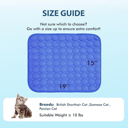 MICROCOSMOS Summer Cooling Mat & Sleeping Pad- Water Absorption Top, Materials Safe, Easy Carry, EZ Clean. Keep Cooling for Pets, Kids and Adults.(Navy Blue, 19" x 15")