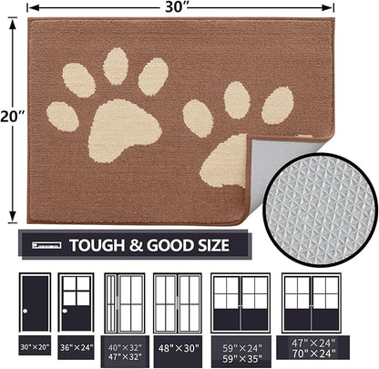 Buganda Dog Door Mat for Muddy Paws, Absorbent Dirt Trapper Washable Indoor Doormats, Non Slip Low-Profile Mud Mat for Dogs, Front Entrance Doormat for Inside Floor (30x20 Inches, Camel)
