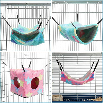 Sadnyy 8 Pcs Velvet Ferret Hammock Washable Rat Hides Guinea Pig Cage Accessories Pet Hideout Tunnel Cave Ferret Bed Toys for Chinchilla Hamster Sugar Glider Squirrel Hide Play and Sleep