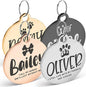 Engraved Pet ID Tags for Cats, Dogs - 4 Color & 5 Shape Options, Personalized w/ 20 Icons, Name, Address, Phone Number - Accessories for Four Legged Friends, Stainless Steel #Round - Silver