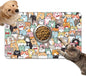Dog Food Mat for Bowls, Absorbent Quick Dry Dog Cat Mats for Food and Water, Non-Slip Backing Pet Mat Pet Supplies - Cat Pattern