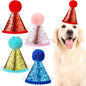 4 Pieces Dog Birthday Hat for Pets Christmas Party Decoration Accessories Pet Headband Hats Charms Grooming Accessories (Red, Pink, Gold, Blue,Fresh Style)