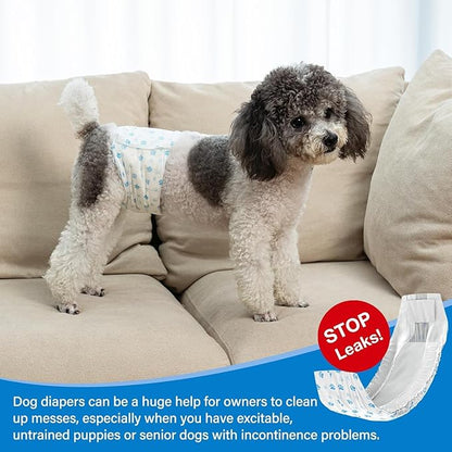 Pet Soft Disposable Male Dog Wraps - Dog Diapers for Male Dogs, Puppy Diapers 48pcs Medium