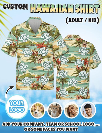 Custom Hawaiian Shirt with Face Photo Picture for Men Women Kids Youth Adult, Tropical Personalized Hawaiian Shirts Gift