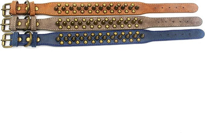 Spiked Dog Collar Soft Pu Leather Mushrooms Rivet Spike Studded Puppy Adjustable Pet Collars for Small Breeds (S, Blue1)