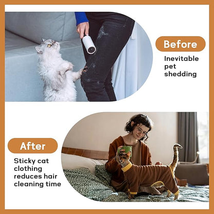 PUMYPOREITY Cat Hair Sticky Shirt – Breathable & Lightweight, Reduces Shedding Fur Pajamas, Prevents Licking Wounds After Surgery, Brown, M