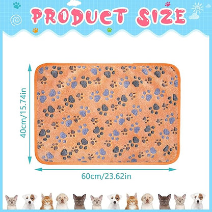 Tatuo 4 Pcs Dog Blanket for Pet Cat Blankets Indoor Puppy Teething Stuff Toys Paw Print Fleece Soft Blanket Sleep Mat for Guinea Pig Cage(Coffee,Small(24 x 16 Inch))