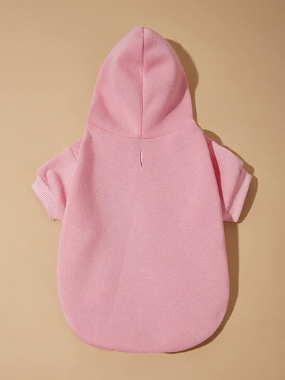 QWINEE Basic Dog Hoodie Sweatshirt Puppy Sweater Warm Cat Costumes Pet Clothes for Chihuahua Puppy Kitten Small Medium Dogs Light Pink Large