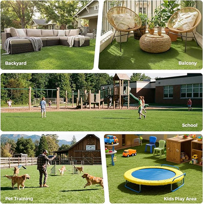 Artificial Grass Rug Indoor Outdoor, 6 x 10FT Faux Grass Turf with Drainage Holes, Realistic Artificial Lawn Rug Dog Pets Mat, Turf Carpet for Garden Lawn Landscape Balcony Patio Backyard Easter Decor