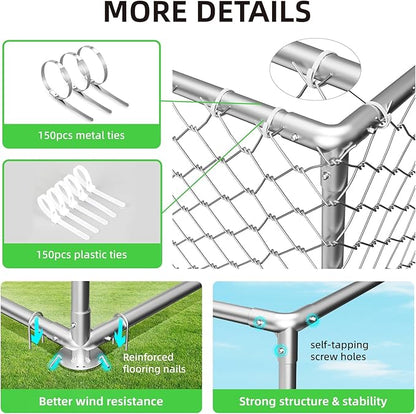 20'x10' Large Outdoor Dog Kennel, Heavy Duty Dog Enclosure with Roof, Weather Resistant Cover and Security Lock (240"x120")