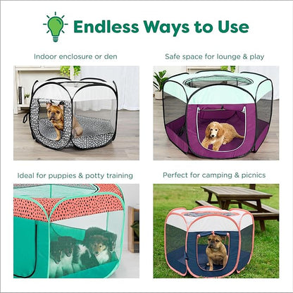 Furhaven Portable Pet Playpen for Dogs & Cats, Extra Large Indoor Kitten Playpen with Mesh Sides, Foldable Dog Playpen for Small Dogs, Pop Up Travel Dog Pen, X-Large, Pet Crate with Mesh Sides, Navy