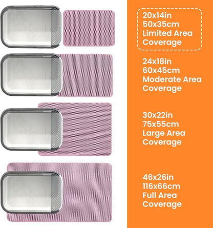 Small Cat Litter Mat, 20x14’’ Double Layer Honeycomb Cat Litter Box Mat, Non Slip Waterproof Urine Proof Litter Trapping Mat for Floor, Kitty Litter Pad, Indoor Pet Supplies, Pink