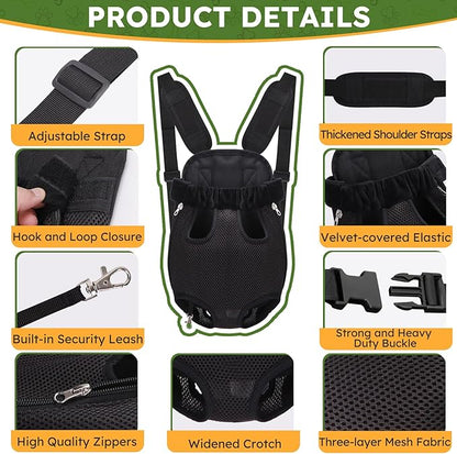 Pet Carrier Backpack, Hands-Free Adjustable Dog Front Carrier Legs Out & Easy-Fit Dog Backpack Carrier for Hiking Camping Traveling Cycling for Small Dogs and Rabbits (Small, Black)