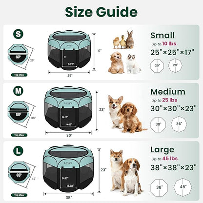 Love's cabin Pet Puppy Dog Playpen, Large Dog Tent Crates Cage Indoor/Outdoor, Portable Playpen for Cat, Foldable Pop Up Dog Kennel Playpen with Carring Case, Removable Zipper Top, Green