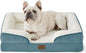 Bedsure Orthopedic Dog Bed Medium Size Dogs - Washable Medium Dog Cat Bed Waterproof, Comfort Pet Couch Sofa with Washable Removable Cover, Pets Bed with Nonskid Bottom, Dune Haze Blue, 28"