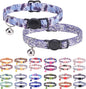 Breakaway Cat Collars for Girl Boy Cats, Spring Summer All Weather Cat Collar Personalized Pattern 2 Pack,Cute Classic Safety Buckles and Bells,Adjustable Printed Nylon Colorful Kitten Collar