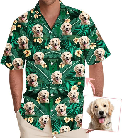 DILYPOD Custom Hawaiian Shirt with Face, Personalized Button Down Hawaiian Shirts for Men, Women, Photo Hawaiians Shirt